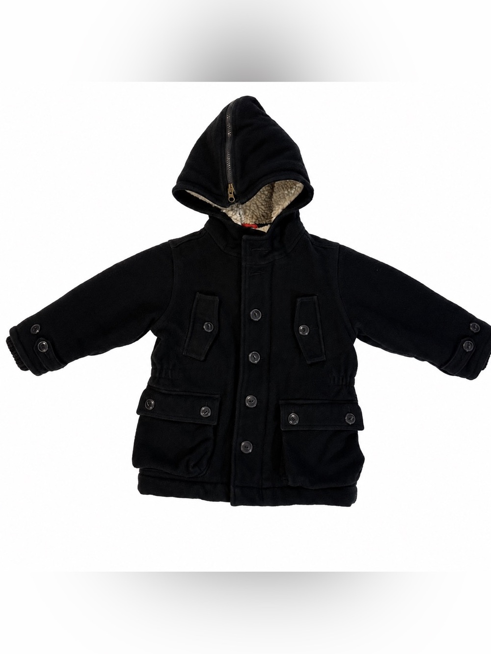 Baby Gap Pea Coat Toddler 3T Navy Blue Hooded Sherpa Lined Winter Jacket
